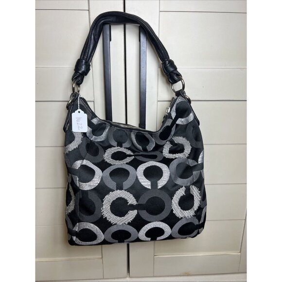 Coach(2010) Kristin Signature C Embroidered Op Art Shoulder Crossbody Bag - Picture 2 of 13